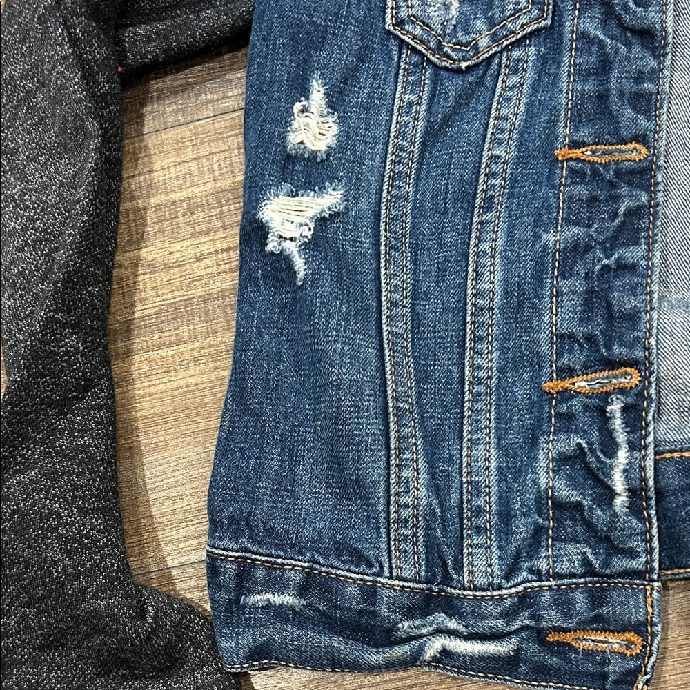 Abercrombie Denim and Black Hooded Kids Jacket - Picture 2 of 7